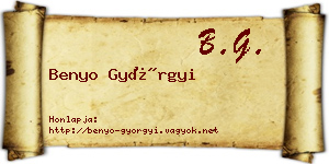 Benyo Györgyi névjegykártya